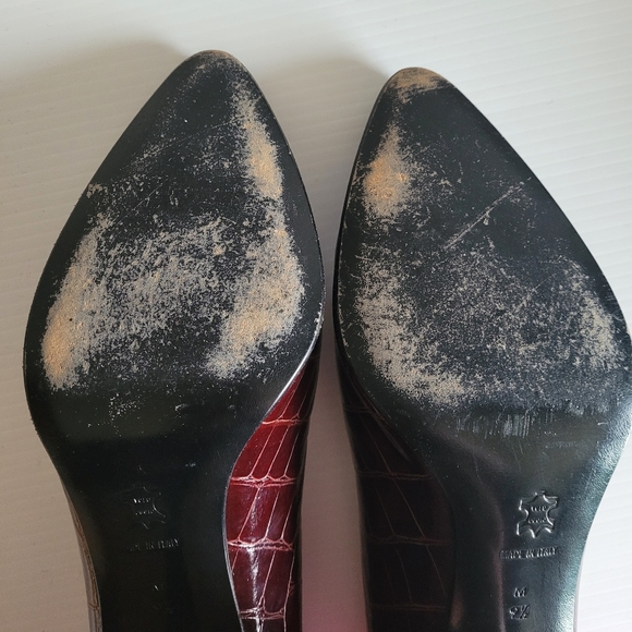 Bally croc embossed burgundy court heels vintage designer heels - Picture 10 of 16